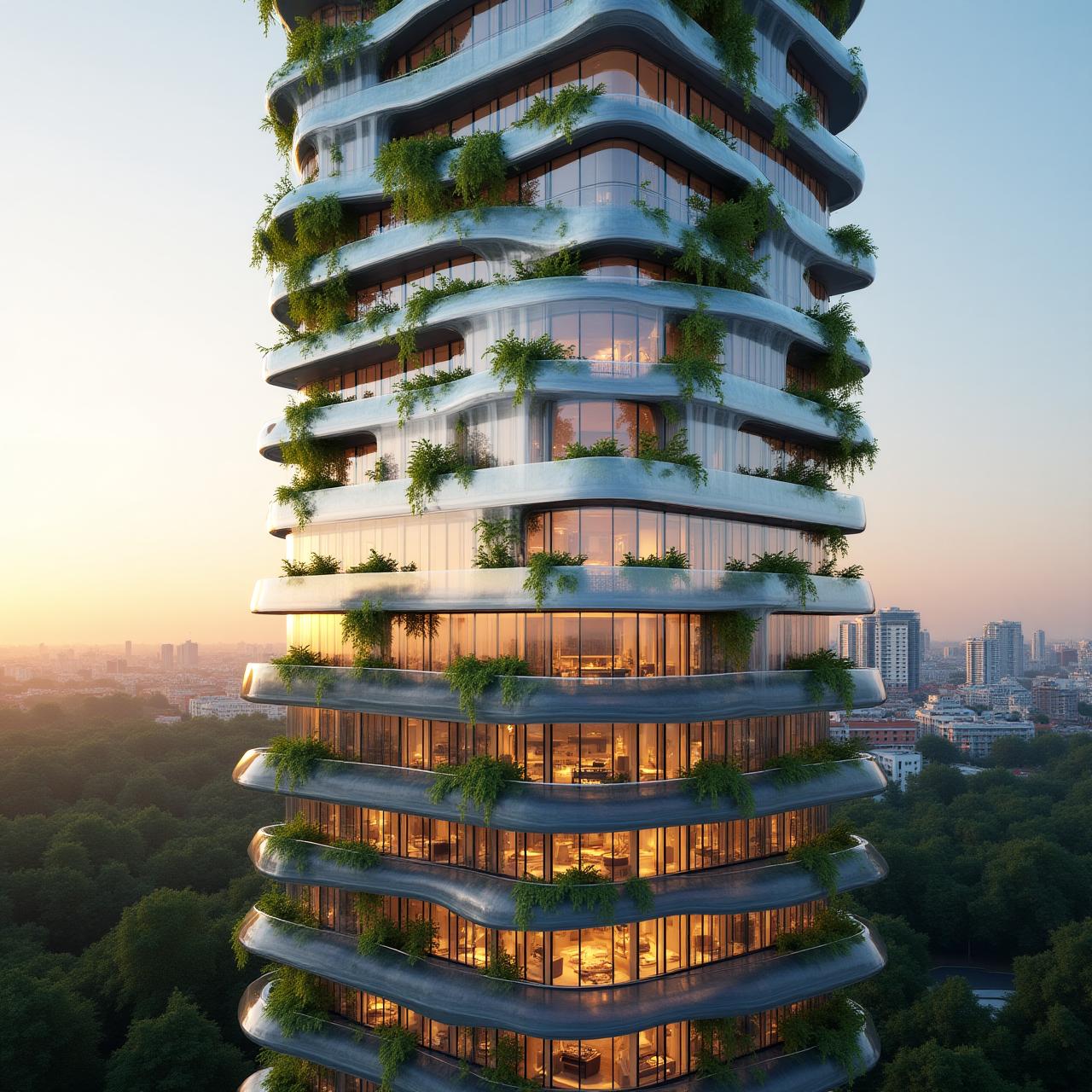 Wizualizacja inteligentnego i ekologicznego budynku w centrum Warszawy