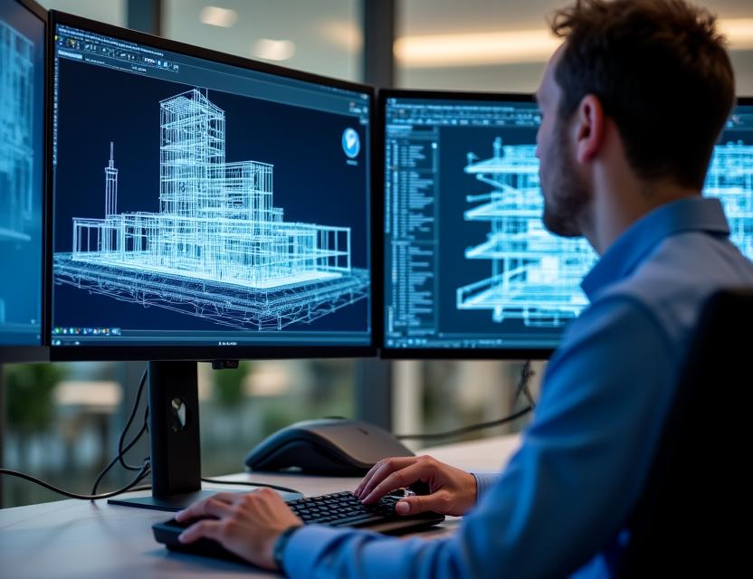 Architekt pracujący nad modelem 3D w biurze Arcana Forge